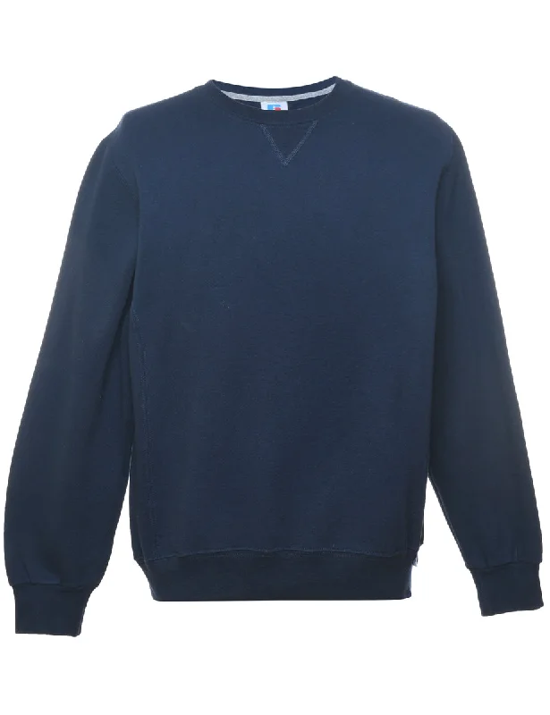 Navy Vintage Plain Navy Sweatshirt - M