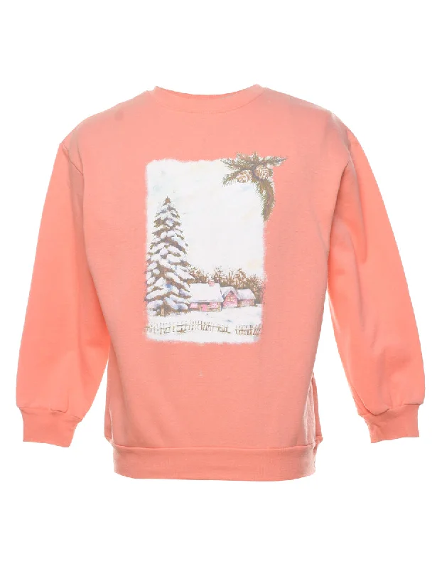 Peach Christmas Sweatshirt - M