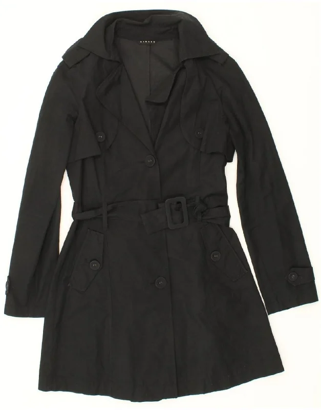 SISLEY Womens Trench Coat UK 12 Medium Black