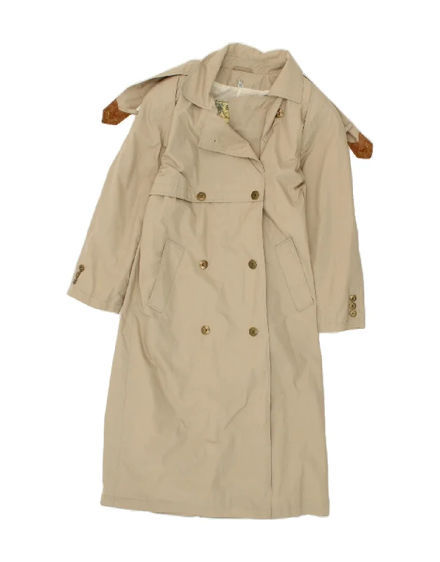 VINTAGE Womens Trench Coat UK 10 Small  Beige Cotton