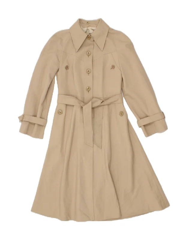 VINTAGE Womens Trench Coat UK 10 Small Beige