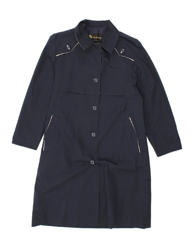 VINTAGE Womens Trench Coat UK 10 Small Navy Blue