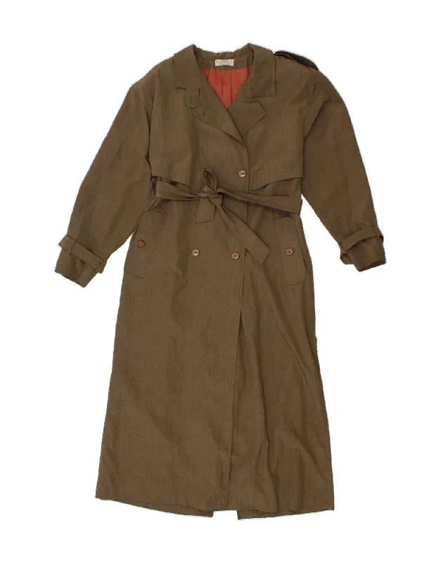 VINTAGE Womens Trench Coat US 10 Large Khaki Polyester