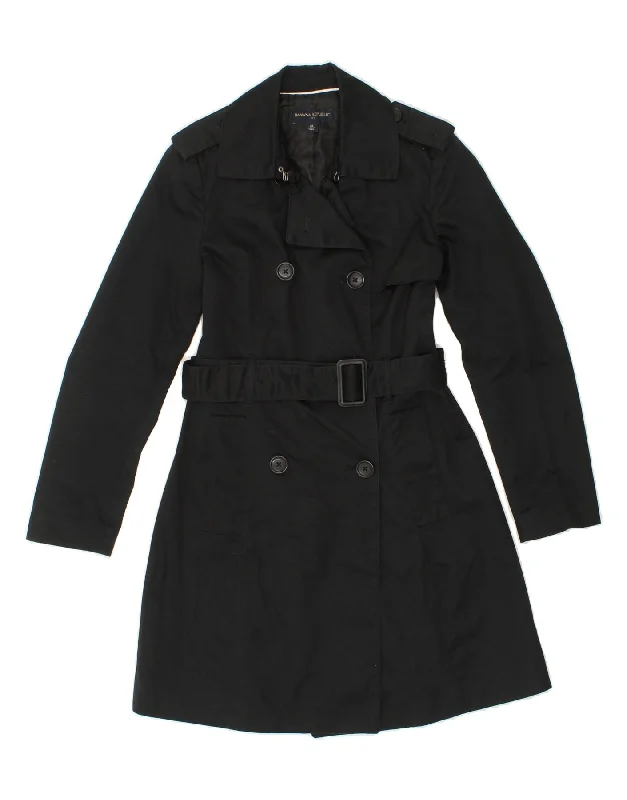 BANANA REPUBLIC Womens Trench Coat UK 6 XS Black Cotton