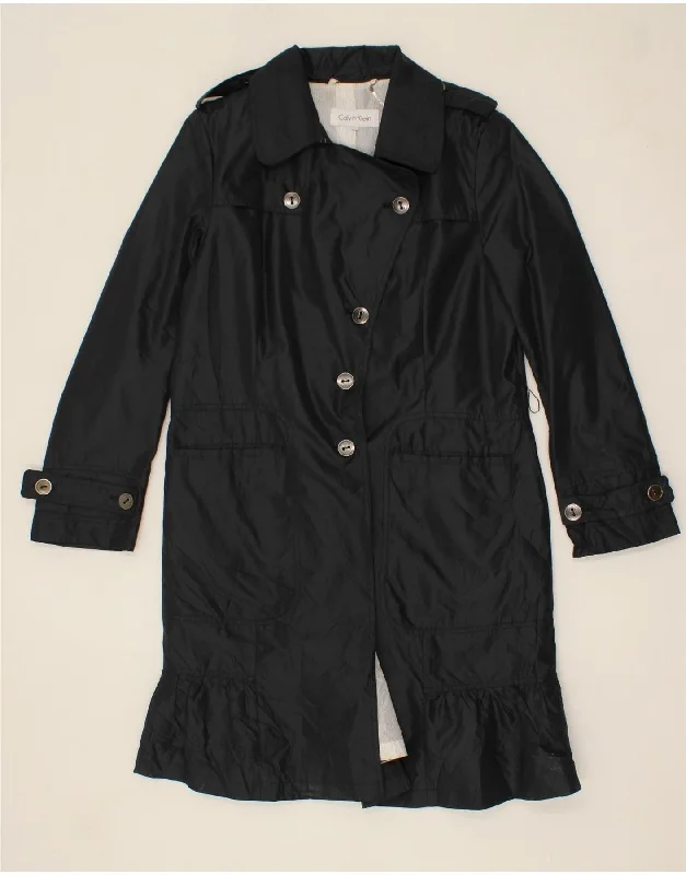 CALVIN KLEIN Womens Trench Coat UK 16 Large Navy Blue