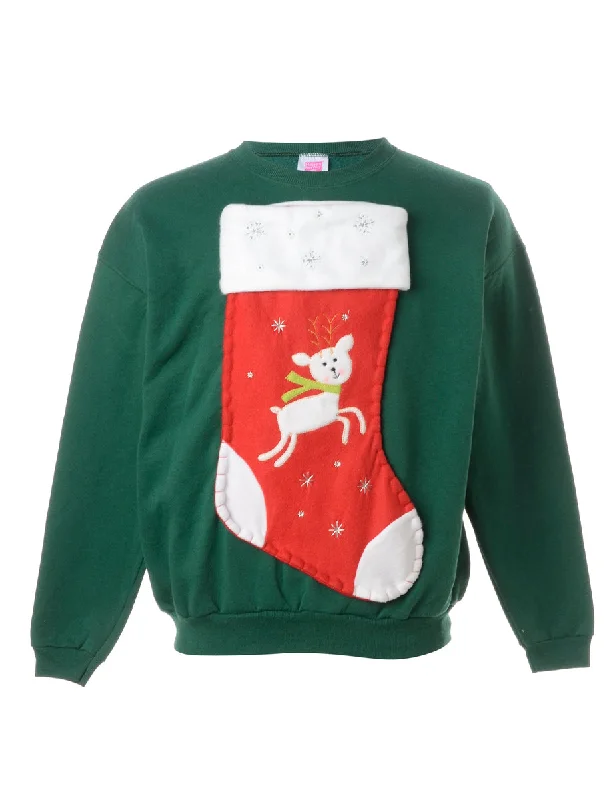 Reworked Novelty Christmas Sweatshirt - XL