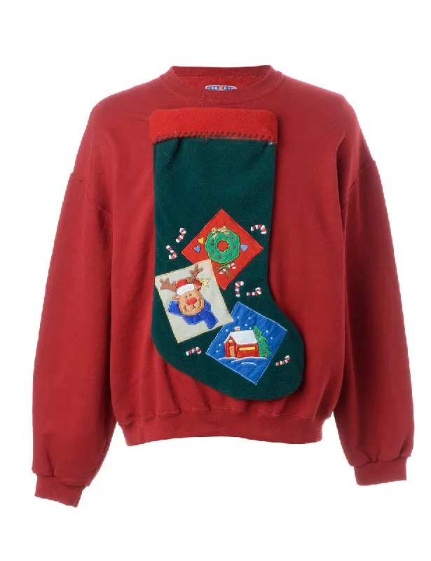 Reworked Novelty Christmas Sweatshirt - XL