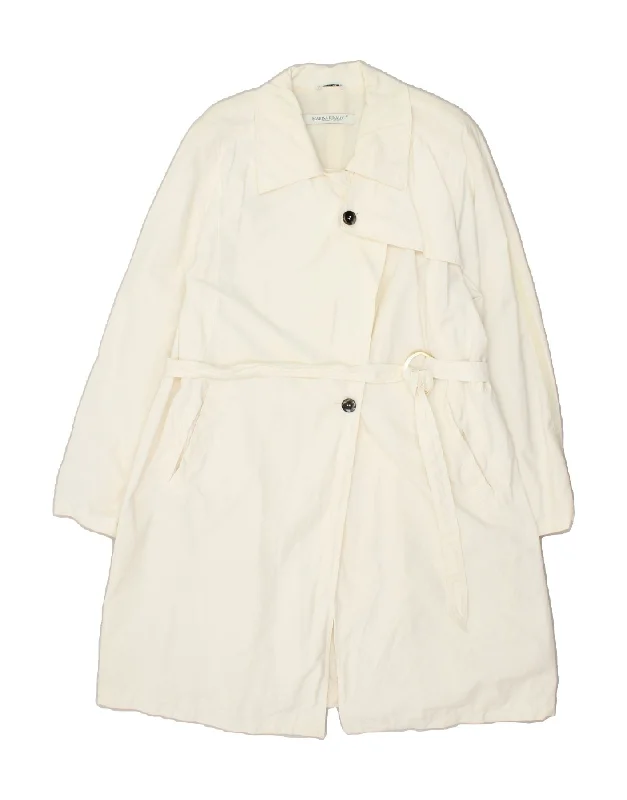 MARINA RINALDI Womens Trench Coat Size 21 Small Off White Cotton