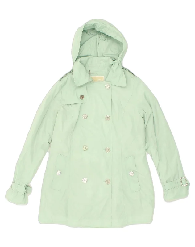 MICHAEL KORS Womens Hooded Double Breasted Trench Coat UK 10 Small Green