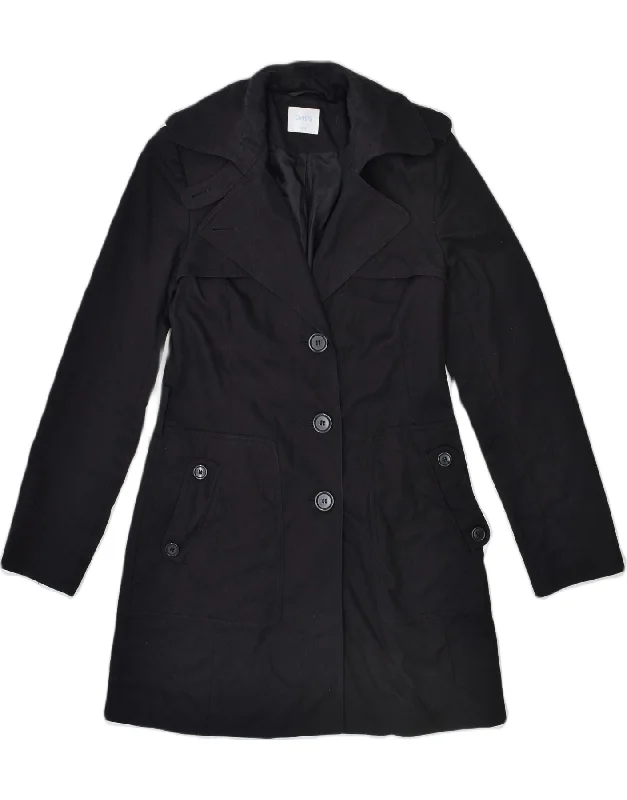 OASIS Womens Trench Coat UK 10 Small  Black Cotton