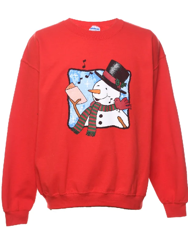 Snowman Design Christmas Sweatshirt - L