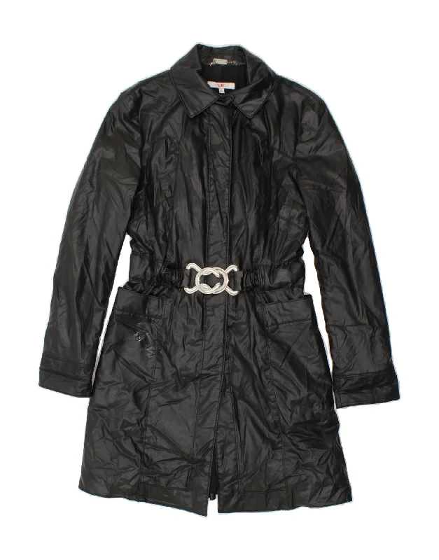 VERSACE Womens Trench Coat UK 16 Large Black Cotton