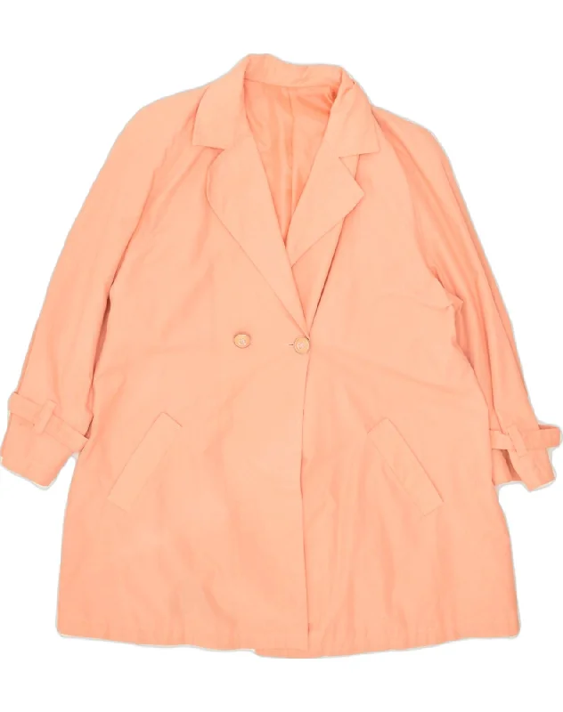 VINTAGE Womens Double Breasted Trench Coat IT 44 Medium Orange Polyester