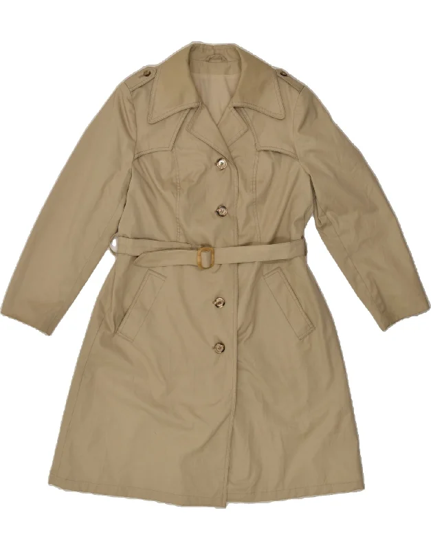 VINTAGE Womens Trench Coat IT 44 Medium Beige Polyester