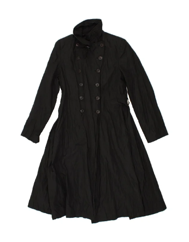 VINTAGE Womens Trench Coat UK 14 Medium  Black Cotton