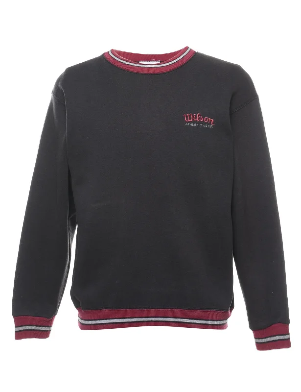 Wilson Black & Maroon Embroidered Plain Sweatshirt - M