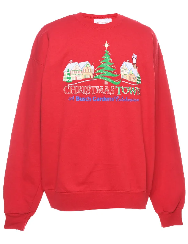 Winter Scene Design Christmas Sweatshirt - L