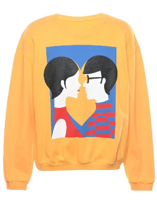 Yellow Printed Sweatshirt - S