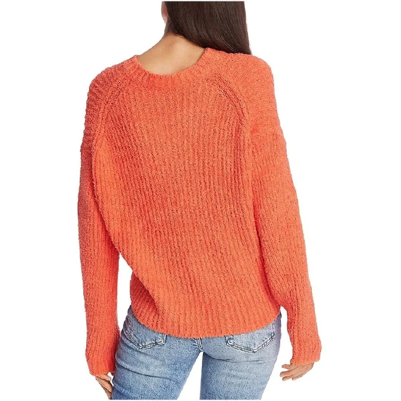 1.STATE Women's Mock Neck Terry Yarn Sweater Papaya Med Orange