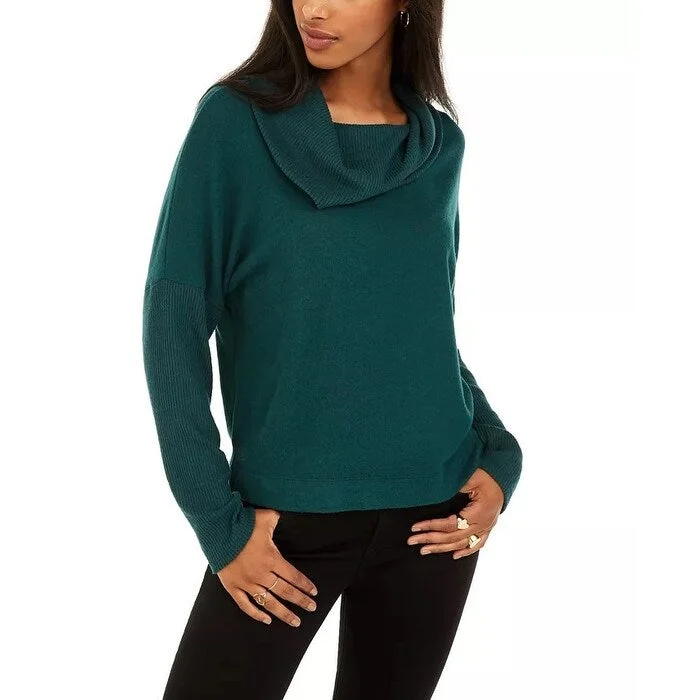 BCX Junior's Textured Cowlneck Sweater Green Size X-Small - XS