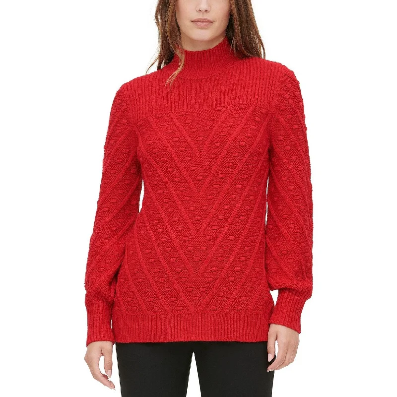 Calvin Klein Women's Multi-Textured Mock-Neck Sweater Red Size Small