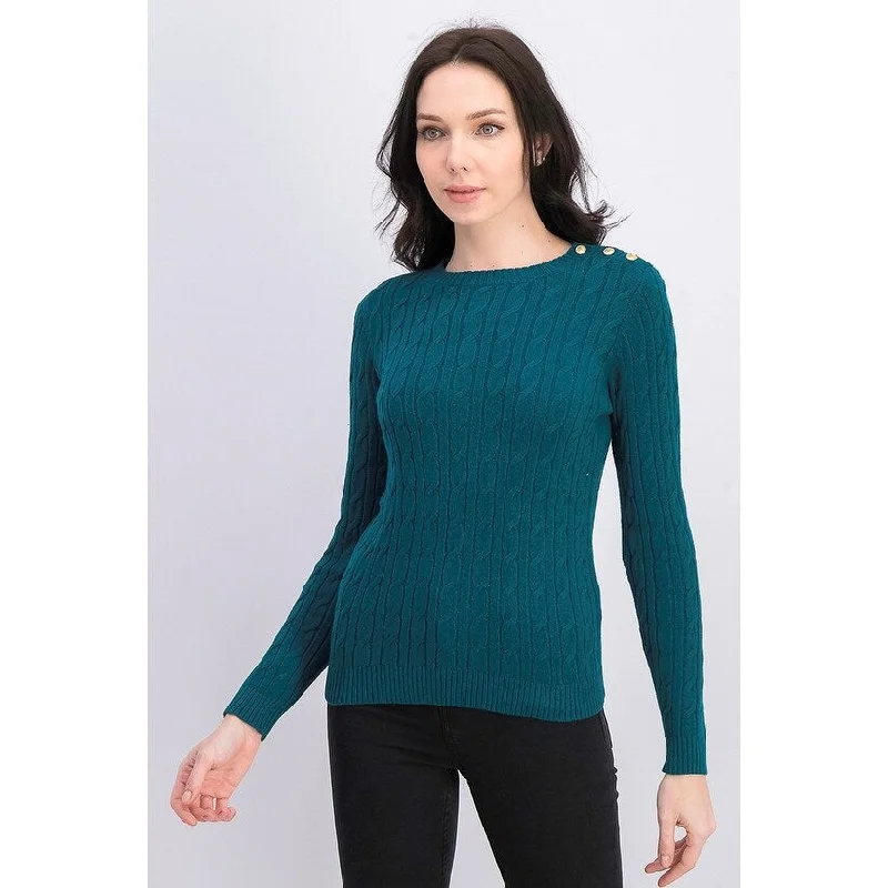 Charter Club Women's Plus Size Cable-Knit Sweater Dark Green Size 1X