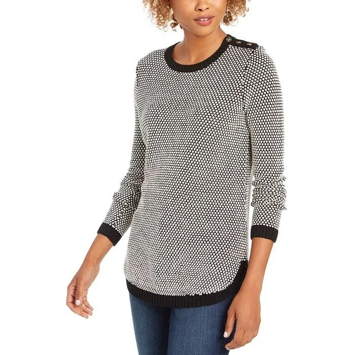 Charter Club Women's Textured Knit Sweater Dark Gray Size Petite Small - Petite Small