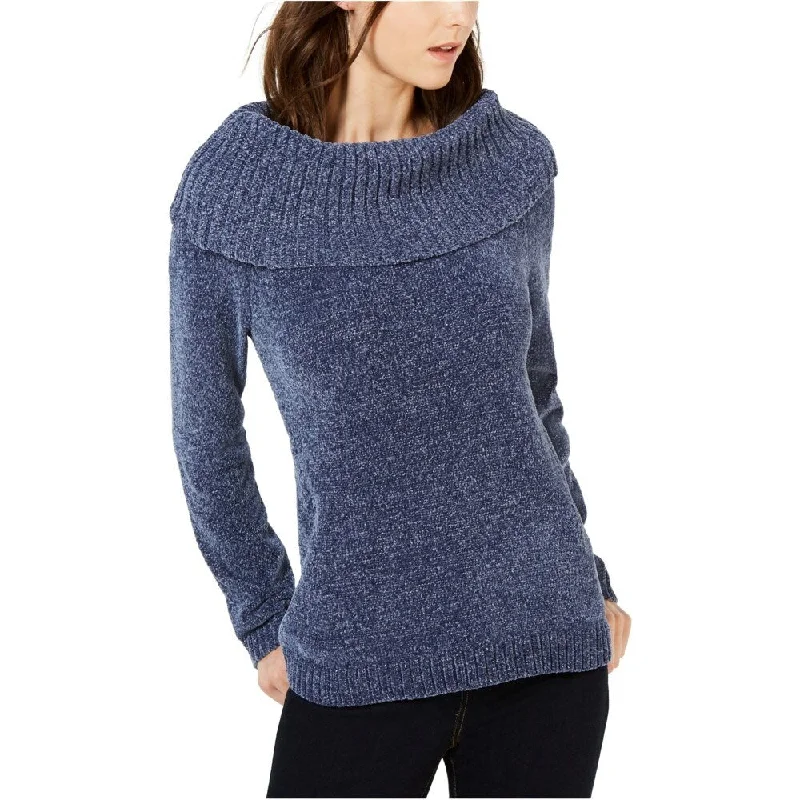 INC International Concepts Chenille Cowl-Neck Sweater Blue Small