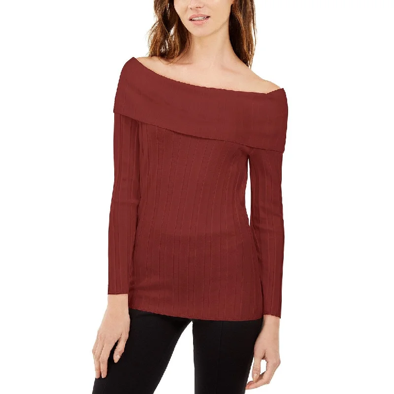 INC International Concepts Women's Off-The-Shoulder Ribbed Sweater Red Size Extra Small