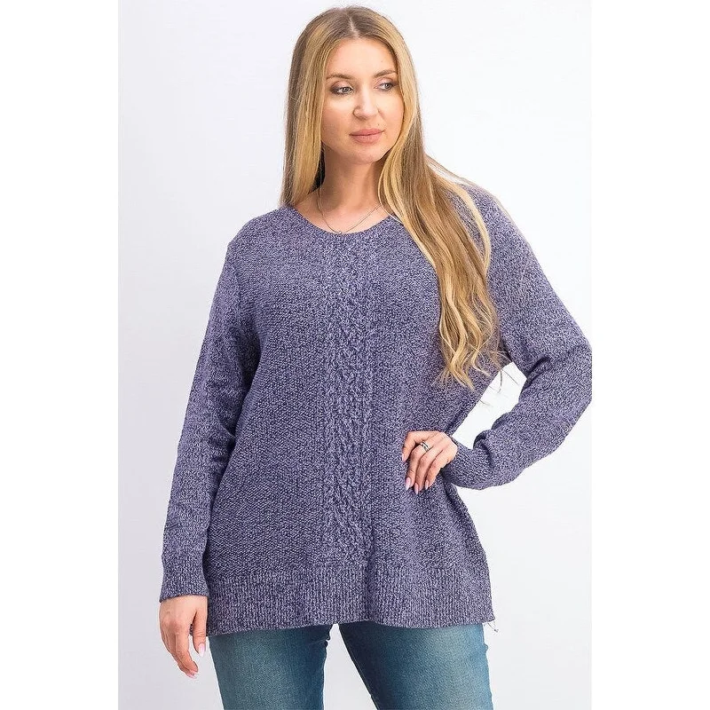 Karen Scott Women's Cable-Knit Panel Sweater Purple Size X-Large