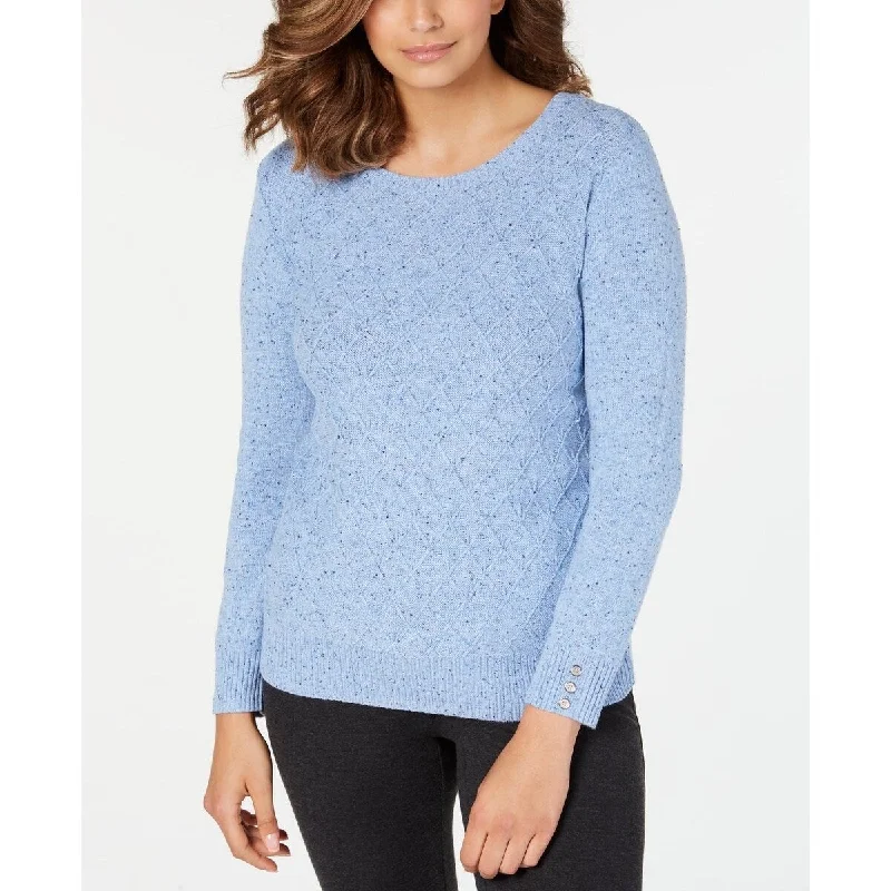 Karen Scott Women's Diamond Cable-Knit Sweater Blue Size Small