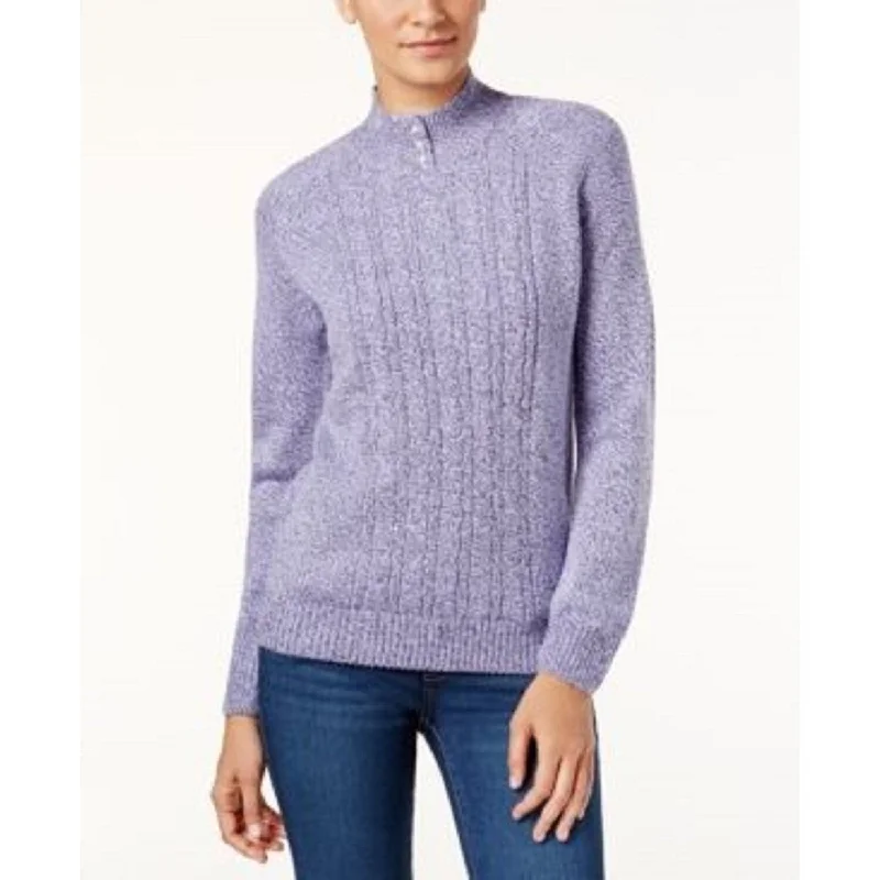 Karen Scott Women's Petite Cable-Knit Sweater Brightblue Size XL - Petite-XL