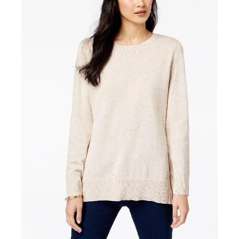 Maison Jules Women's Cotton Crew-Neck Sweater Beige Size Extra Large - XL