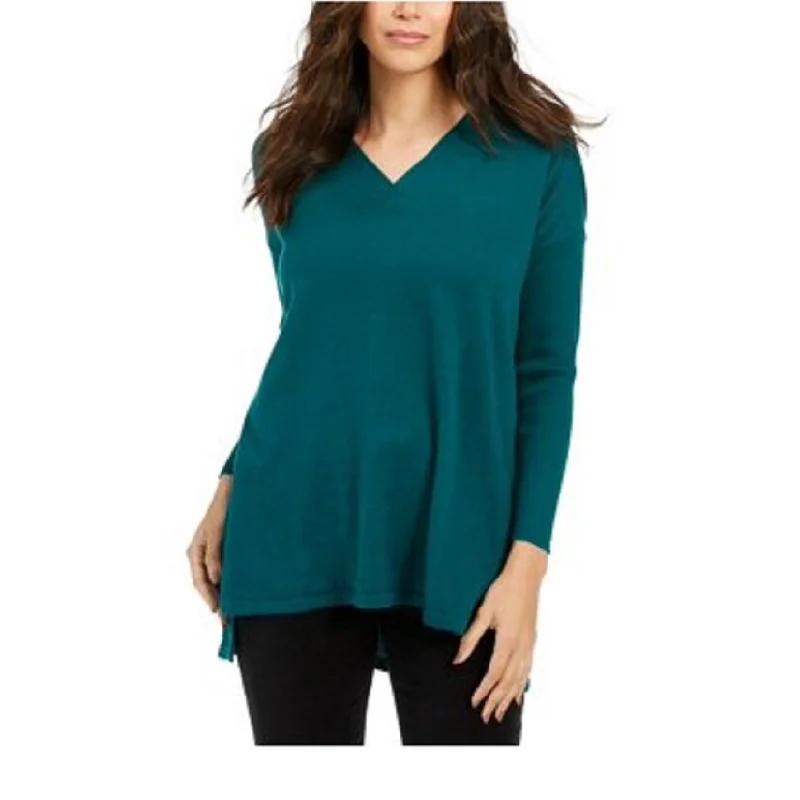 Style & Co Women's Petite Tie-Front Sweater Med Green Size Large - Petite Large