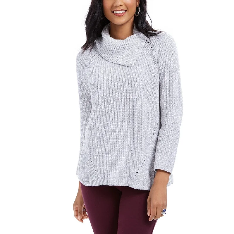 Style & Co Women's Pointelle-Knit Sweater Gray Size Medium