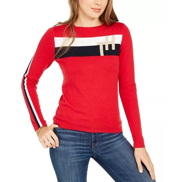 Tommy Hilfiger Women's Colorblocked Stripe Th Sweater Red Size X-Large - XL