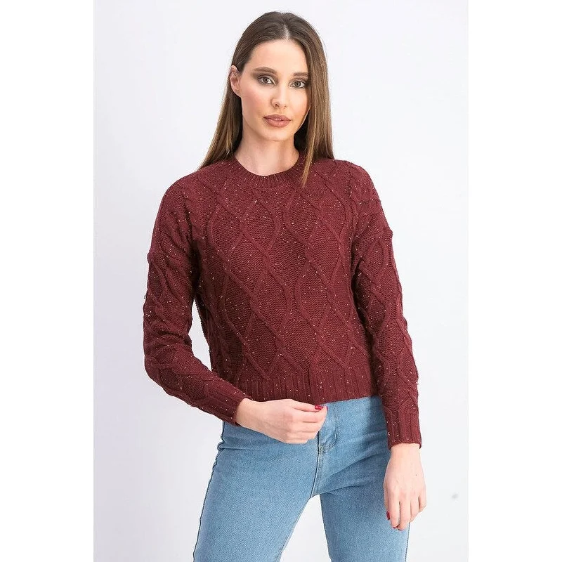 Ultra Flirt Juniors' Cable-Knit Sweater Red Size Extra Small