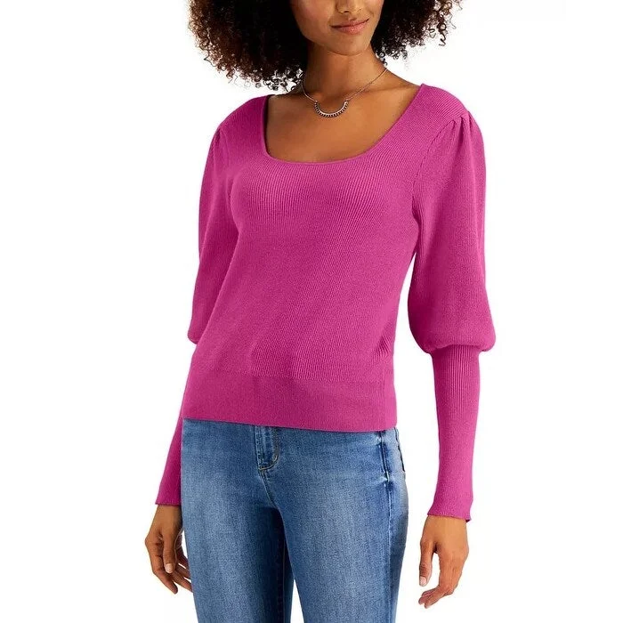 Willow Drive Women's Puff-Sleeve Sweater Purple Size Medium