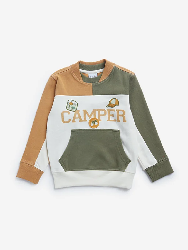 HOP Kids Multicolour Colour-Blocked Cotton Sweatshirt