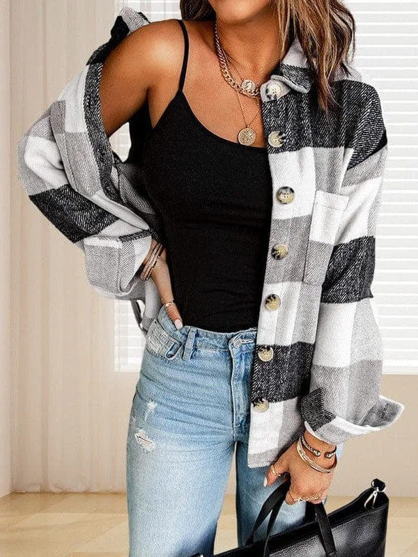 Plus Size Fall Plaid Jacket