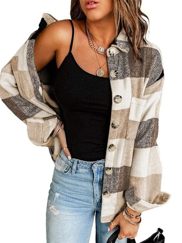 Thick Plaid Shacket Plus Size