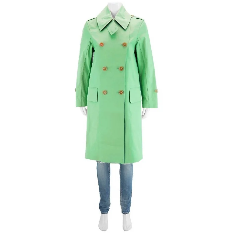 Women's Double Breasted Trench Coat In Bright Pigment Green