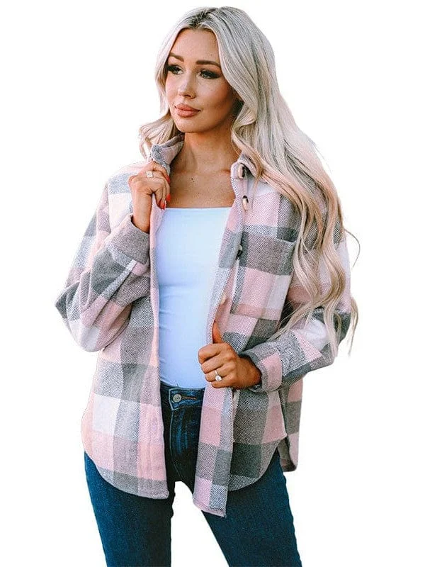 Women's Plus Size Flannel Shirt Jacket