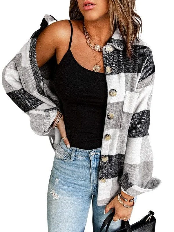 Women's Plus Size Plaid Shacket