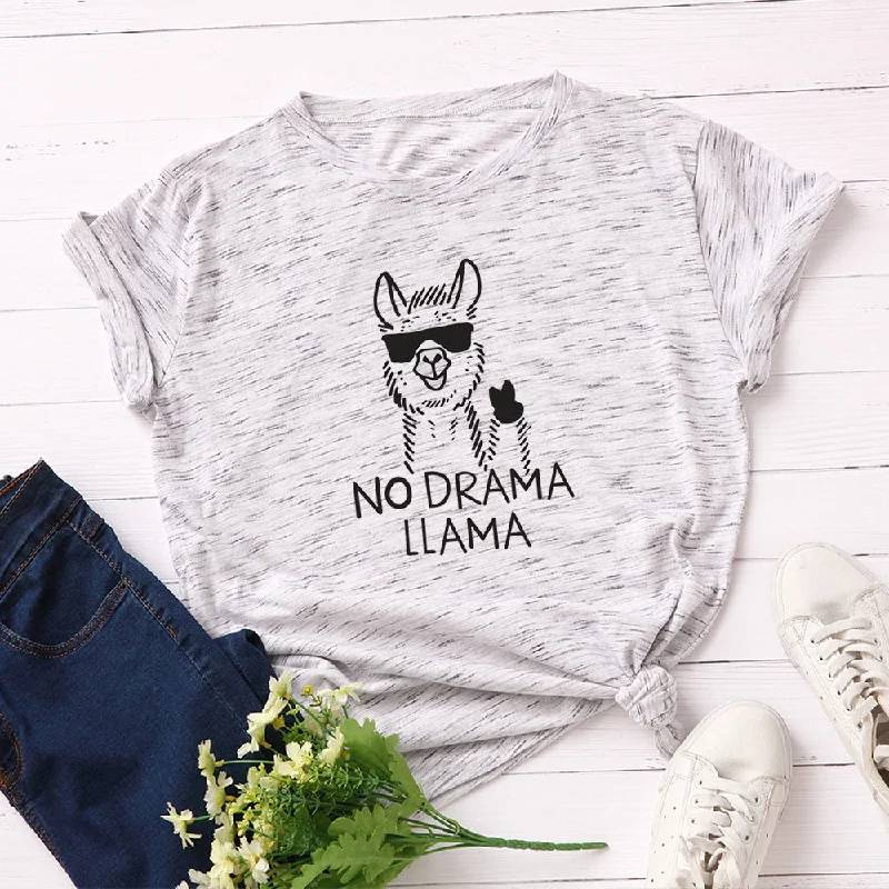 100% Cotton Plus Size S-5XL Women T-shirts Graphic Tees Female Shirts Summer Tops Animal Llama Printed Funny T Shirt Tee Top