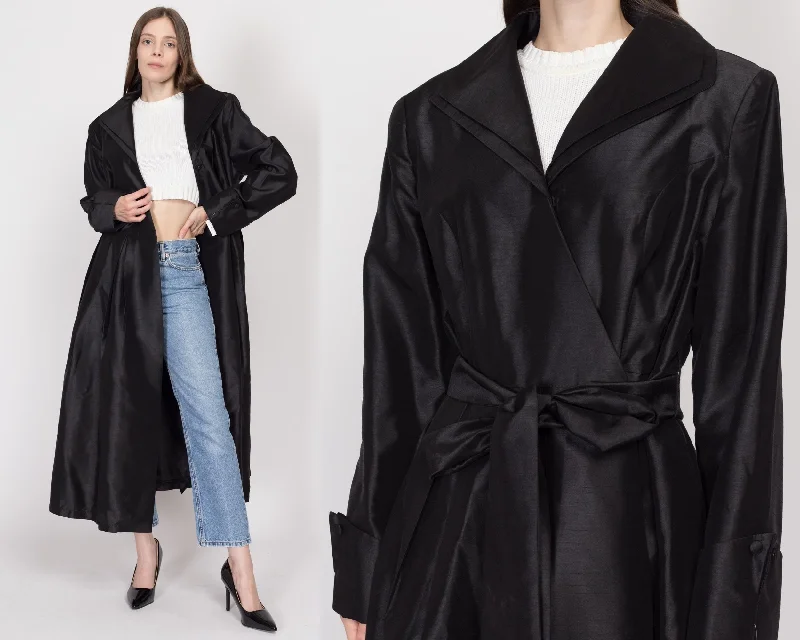 1X Y2K Black Belted Wrap Trench Coat NWT