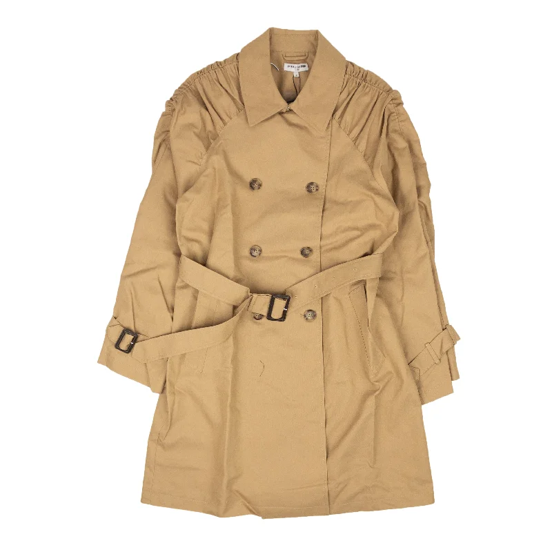 OPENING CEREMONY Sand Brown Cotton Smocked Trench Coat