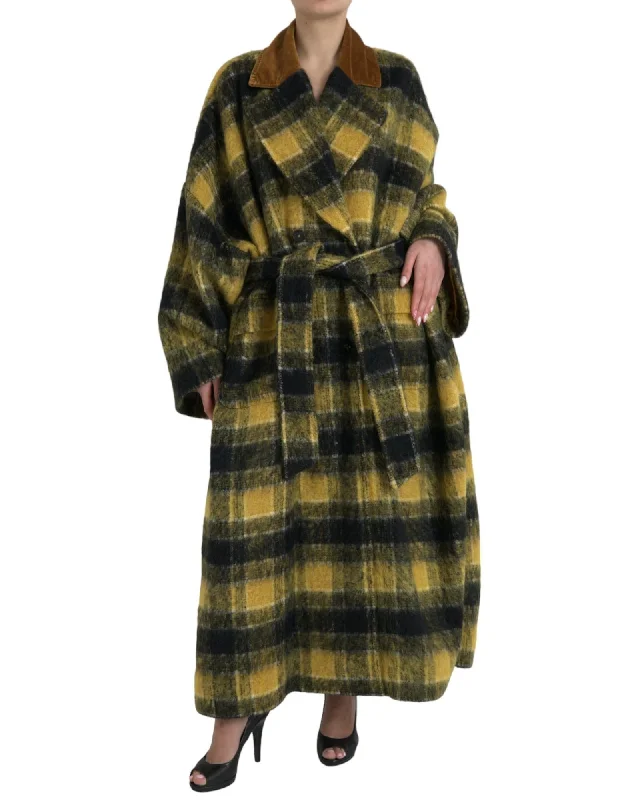 Dolce & Gabbana Checkered Trench Coat in Sunny  - Italian Craftsmanship