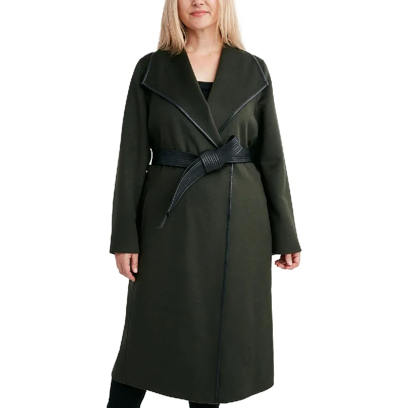 Plus Womens Wool Blend Long Trench Coat