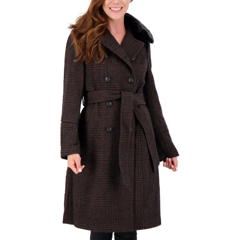 Womens Wool Blend Midi Trench Coat